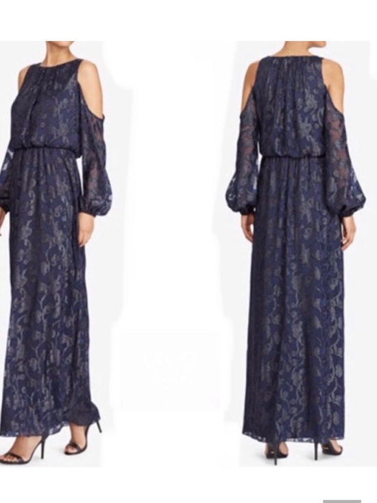 Ralph Lauren Dresses & Skirts - Ralph Lauren Navy Cold-Shoulder Lace Maxi Dress